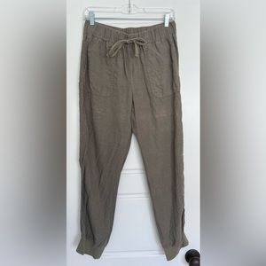 Grey/Green Jogger-Style Linen Pants